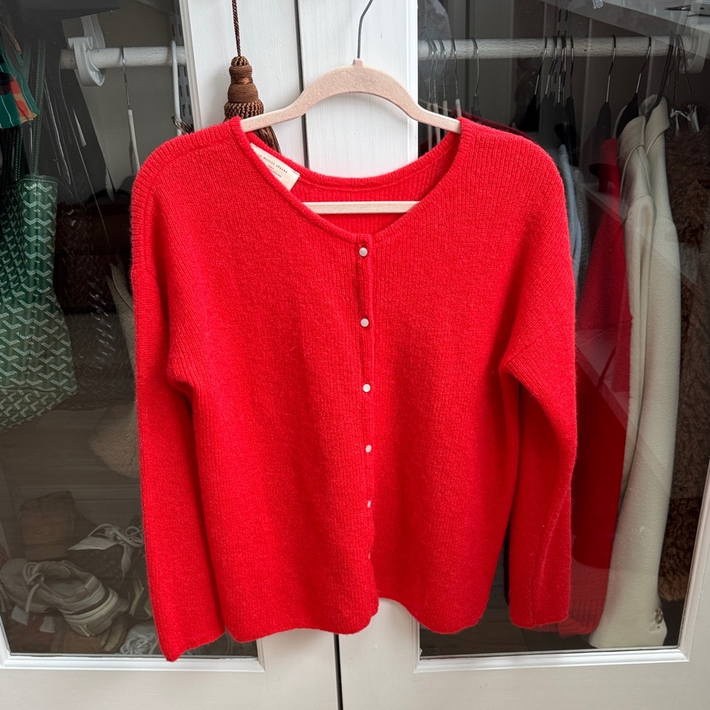 Sézane Gaspard Red Women's Button-Front Sweater